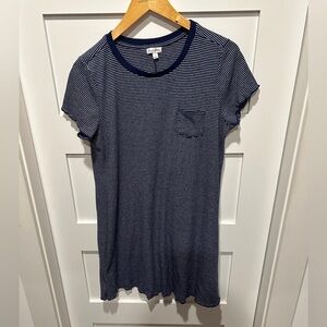 Love, Fire Blue and White Striped T-Shirt Dress